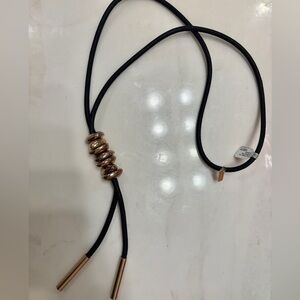 Ruti Black and Gold Long pebble tie Necklace
